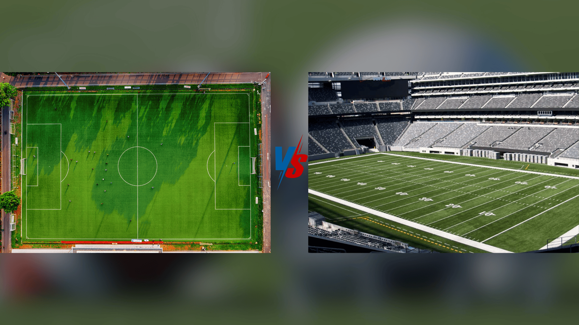 soccer field vs football field size lines goals