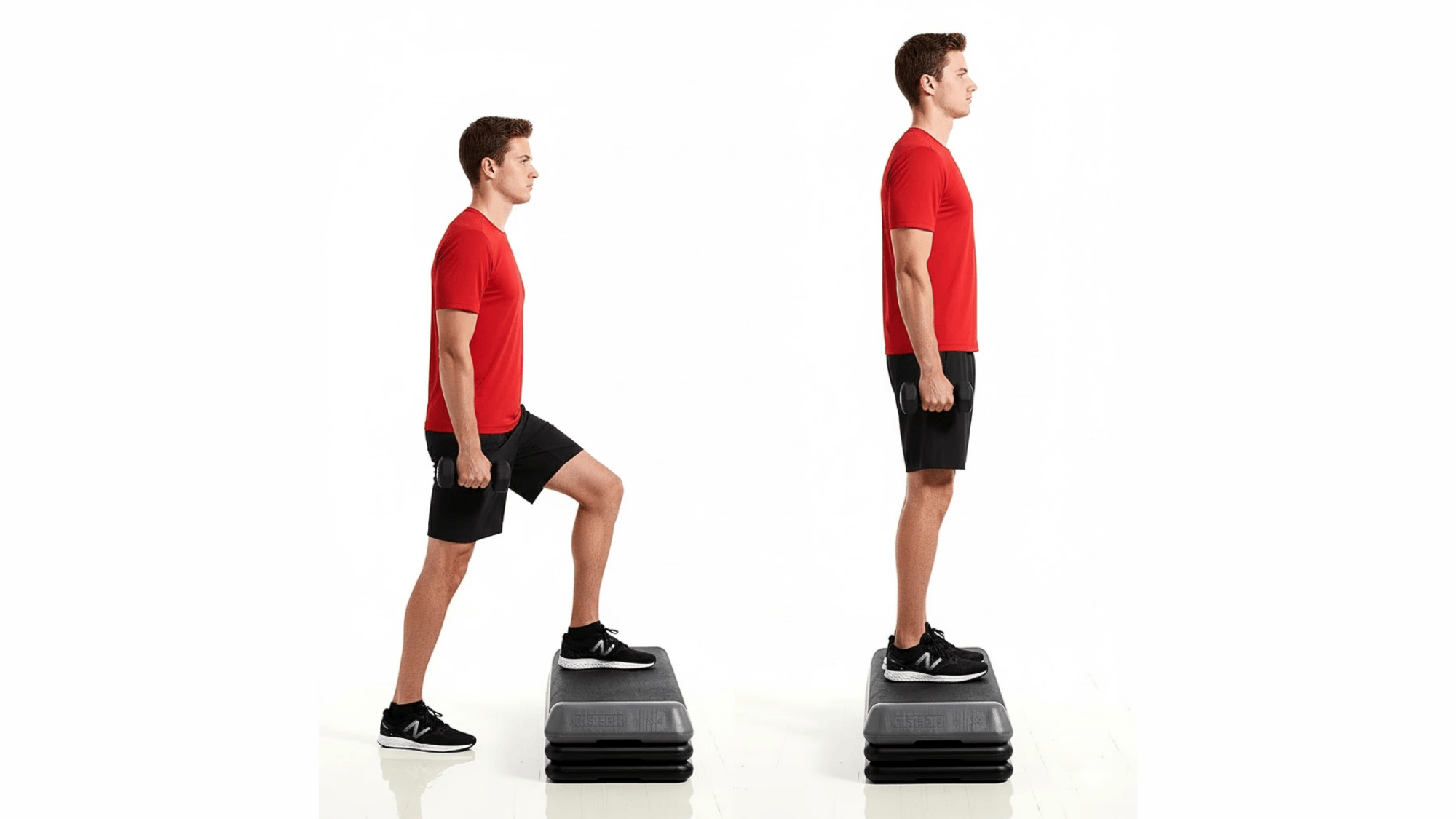 step ups glutes quads control