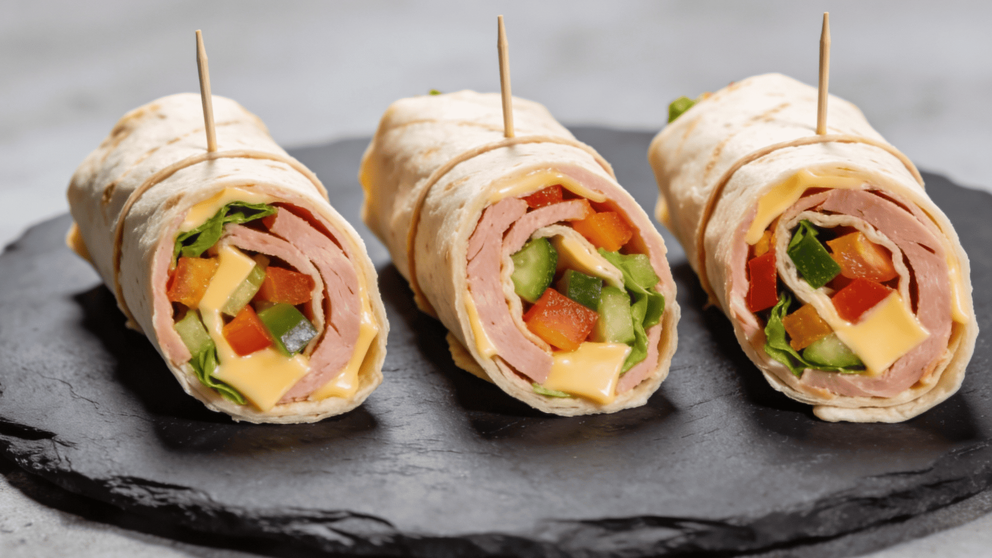 turkey roll ups with cheese and veggies