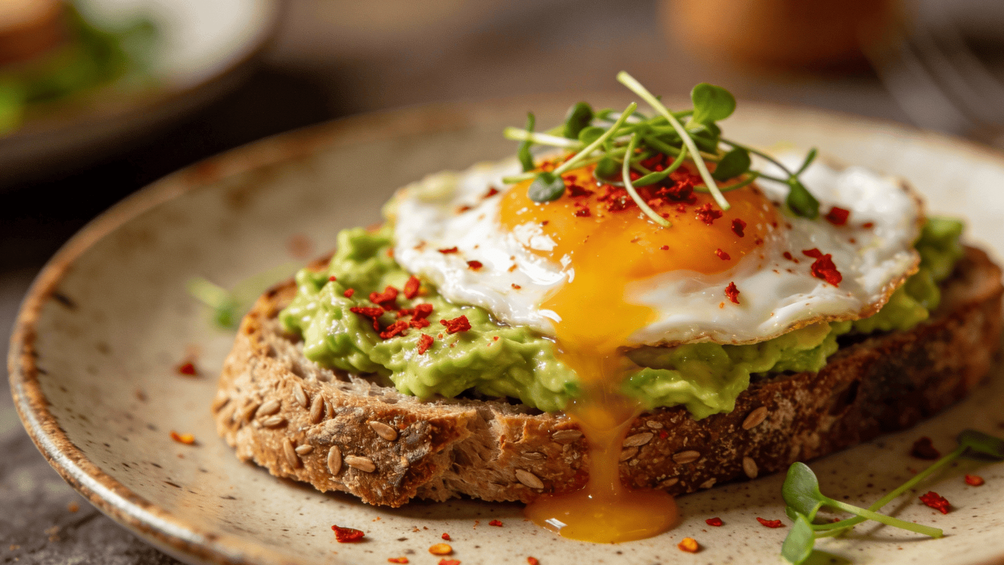 whole grain toast with avocado or egg