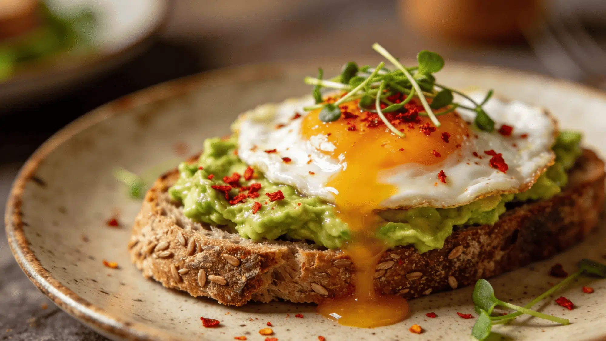 whole grain toast with avocado or egg