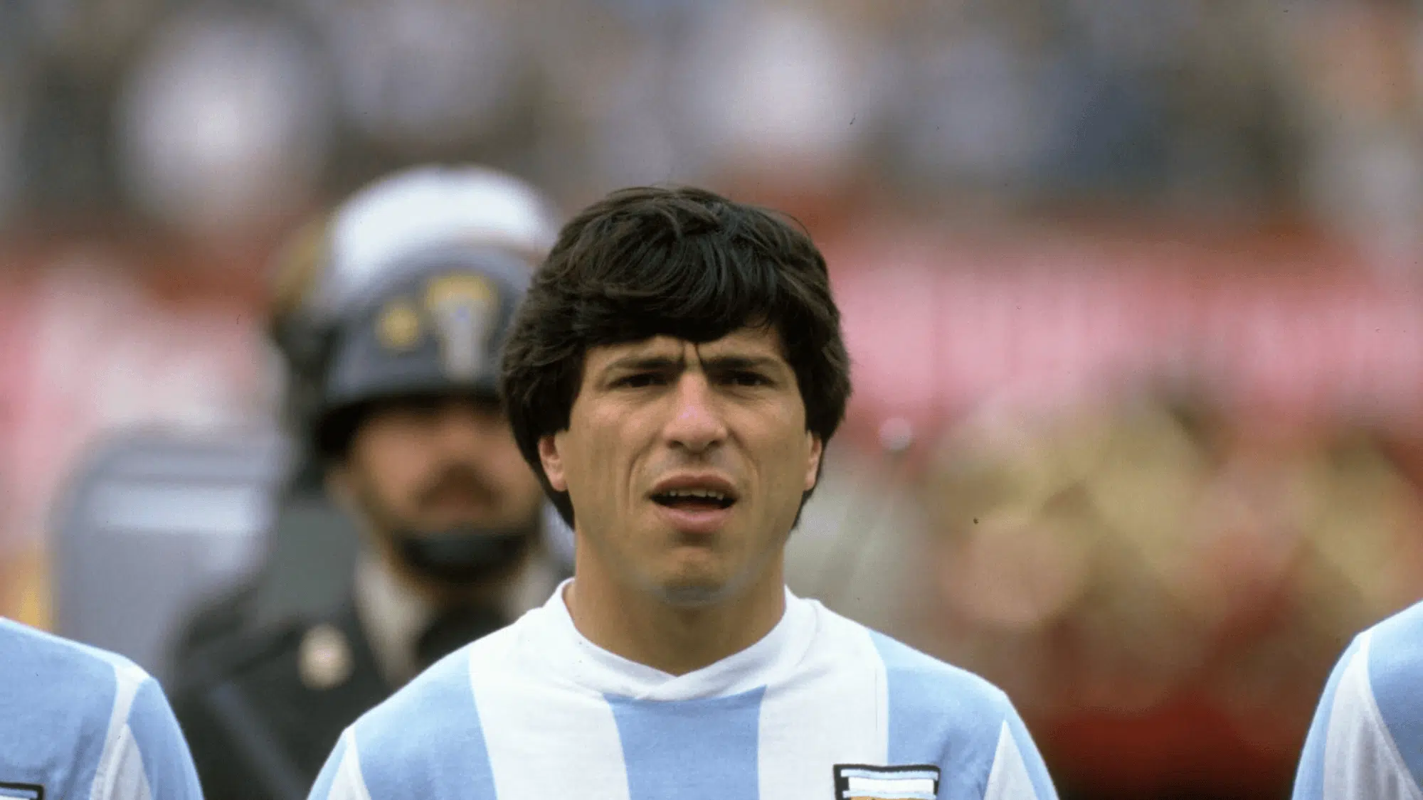 daniel passarella in an argentina jersey standing before a match