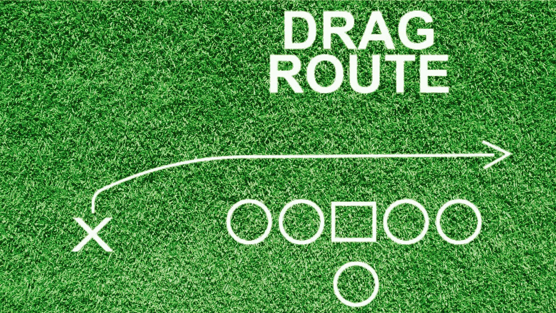 football diagram showing a drag route with receiver crossing right past defenders