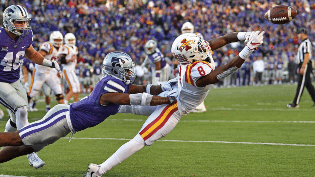 football players receiver diving catch near end zone