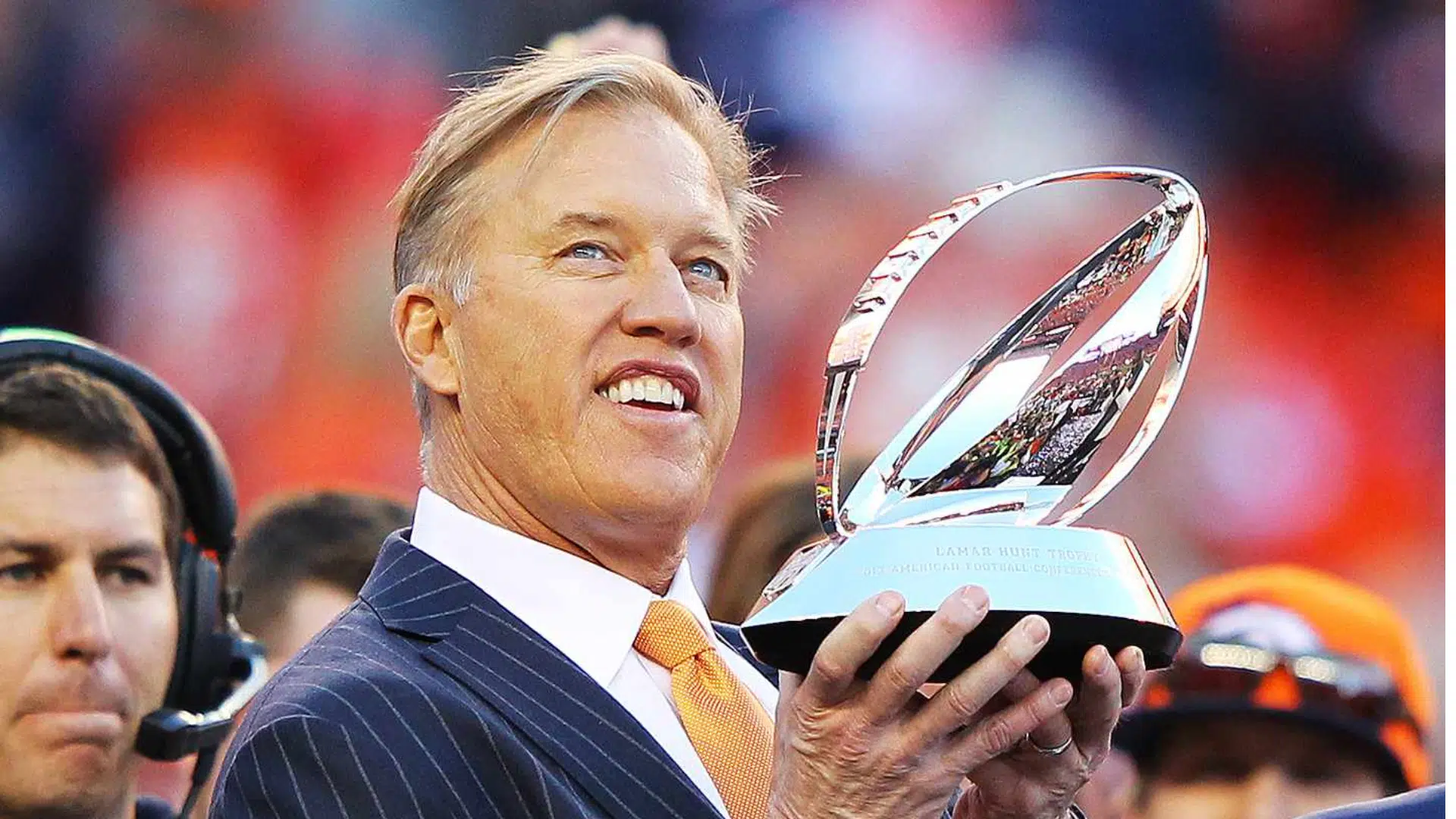 john elway winning moment with trophy in hand