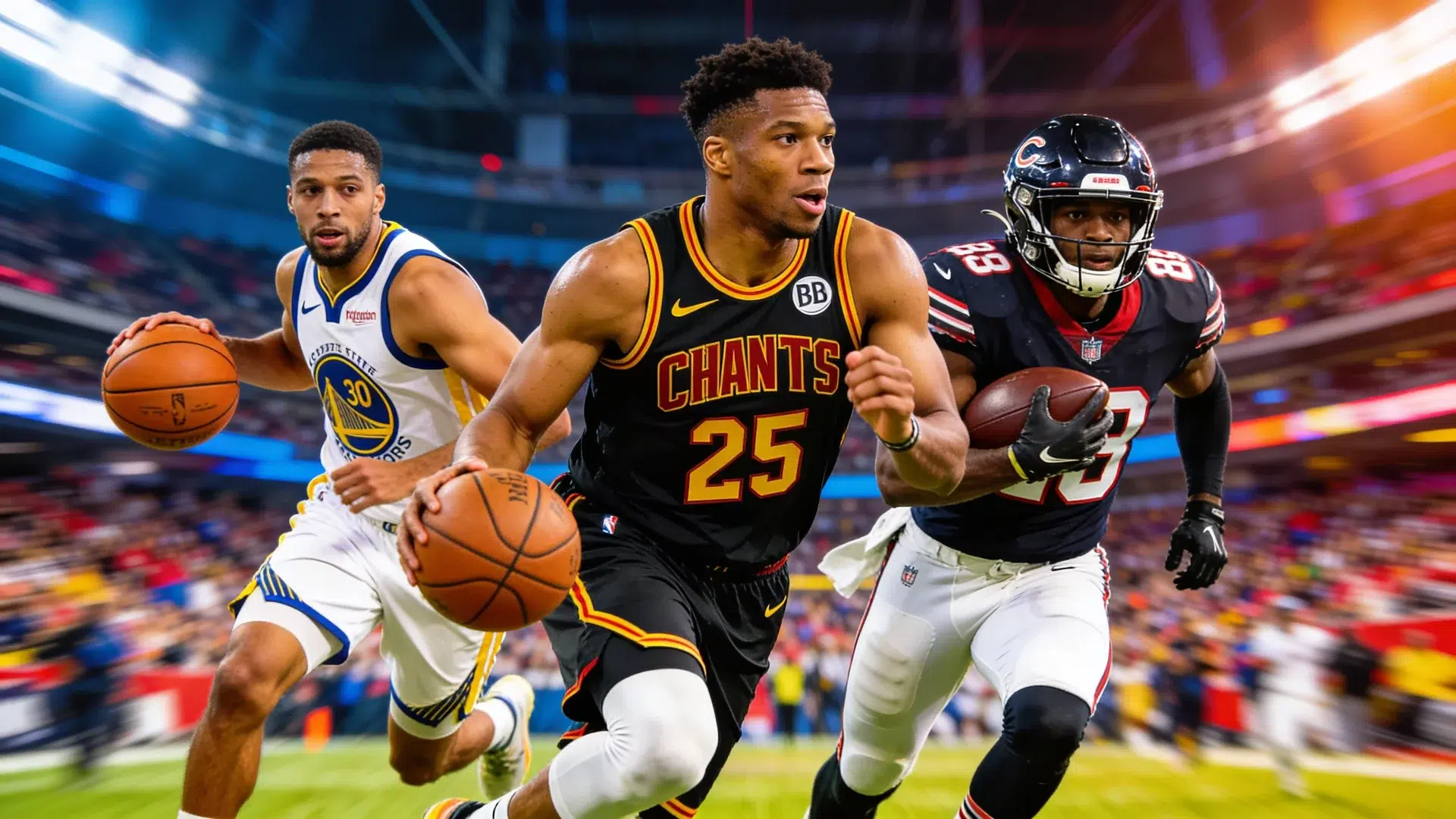 basketball and football players running with ball on field representing richest sport by revenue