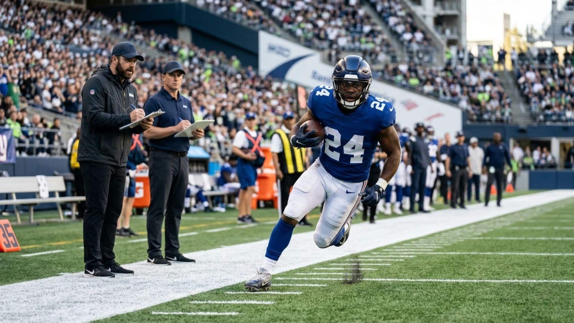 ufl player performing in game while scouts watch from sidelines showing how players get noticed by nfl teams