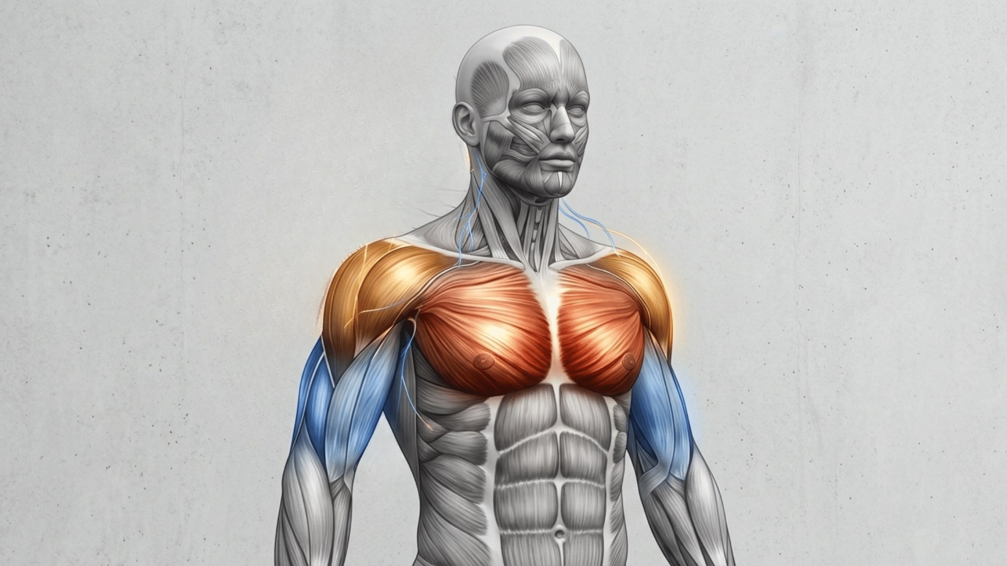 anatomy diagram showing what does incline bench work targeting upper chest shoulders and triceps muscles