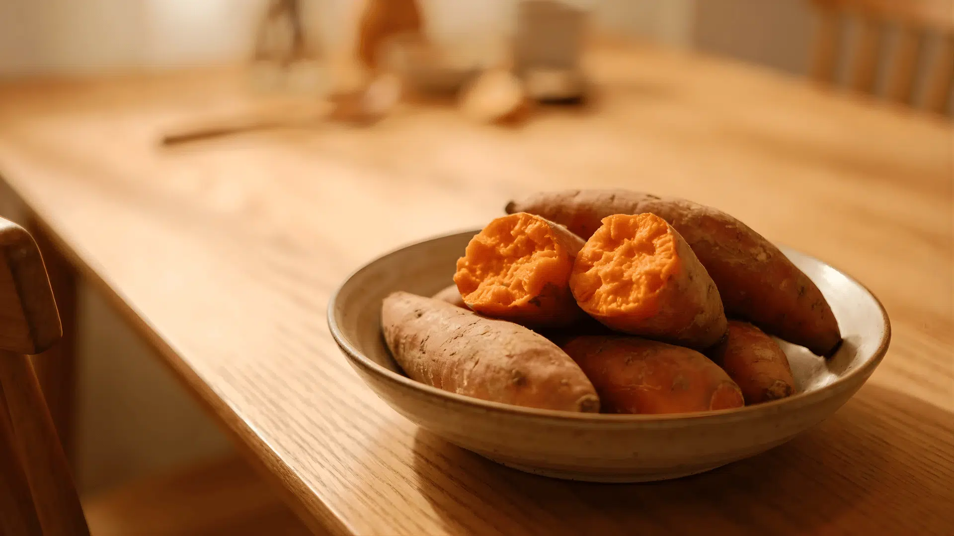 bowl of cooked sweet potatoes on wooden table with one cut open showing orange inside what is the best recovery food