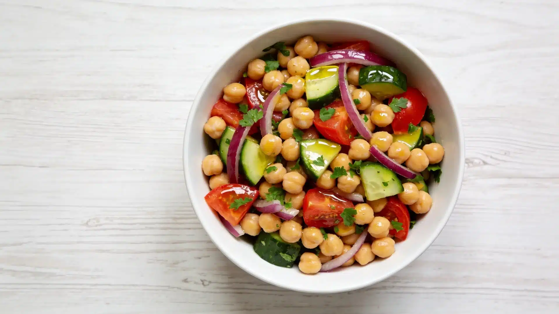 chickpea salad with olive oil dressing perfect for high protein snacks weight loss and fresh meals