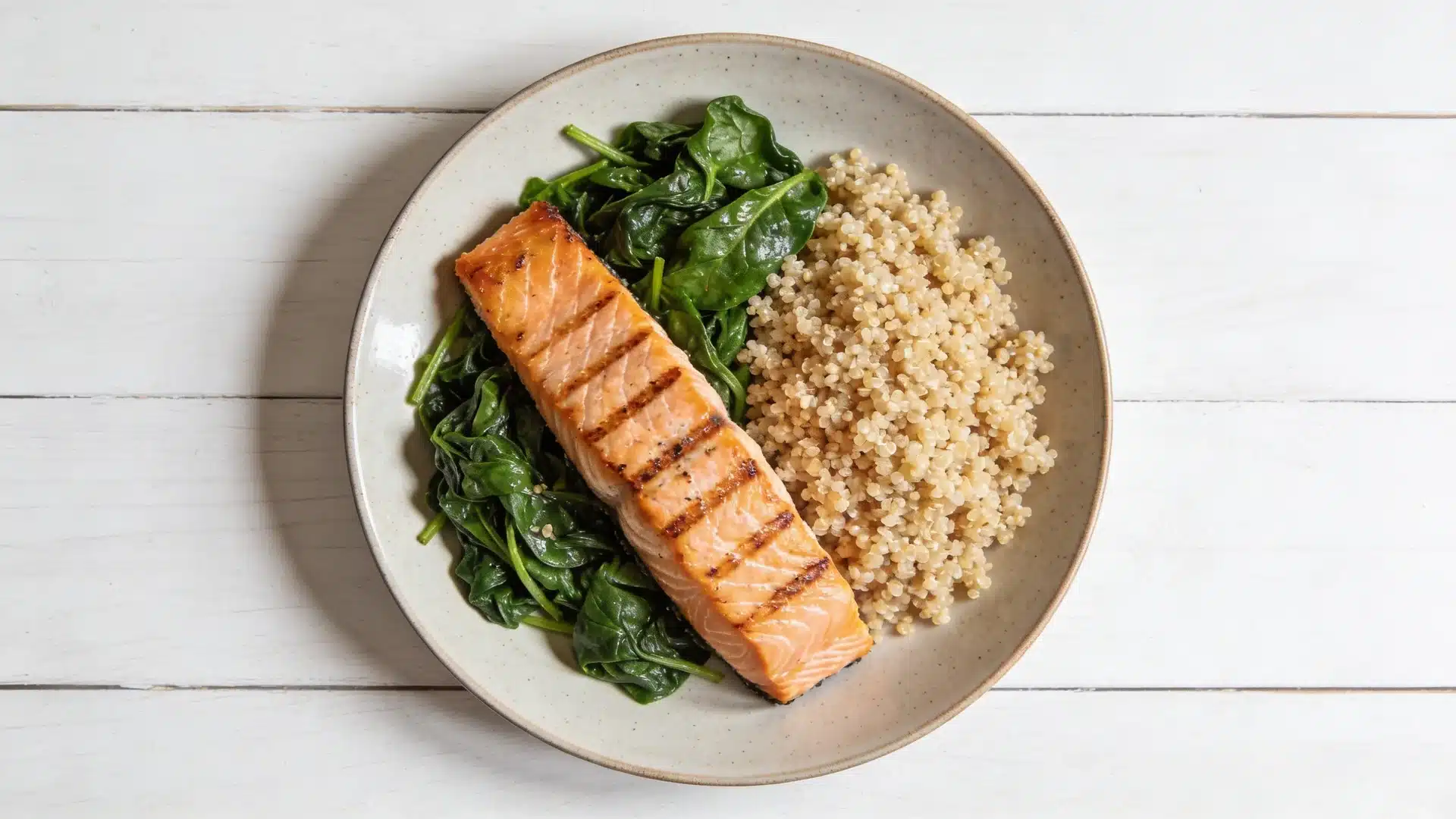grilled salmon with quinoa and spinach ideal for high protein snacks weight loss and healthy meals