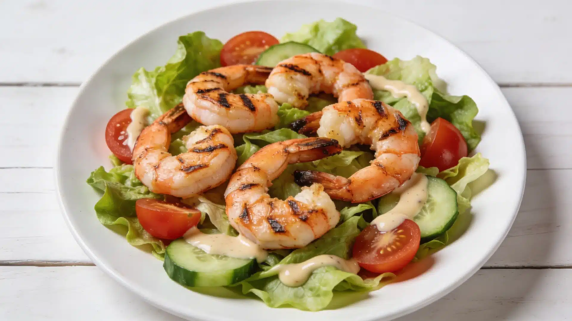 grilled shrimp with fresh salad perfect for high protein snacks weight loss and healthy eating meals