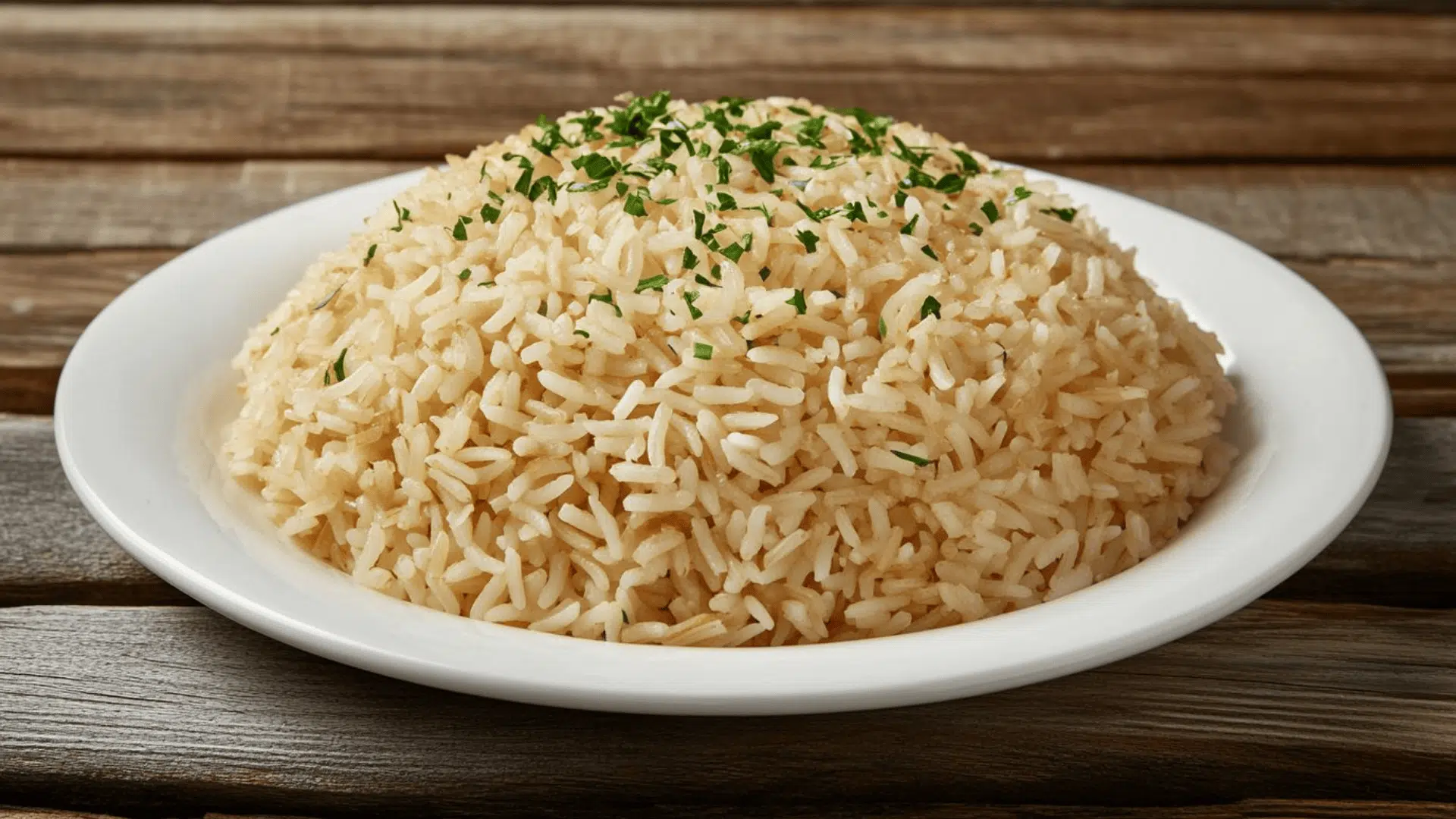 plate of cooked white rice topped with chopped herbs on wooden table what is the best recovery food