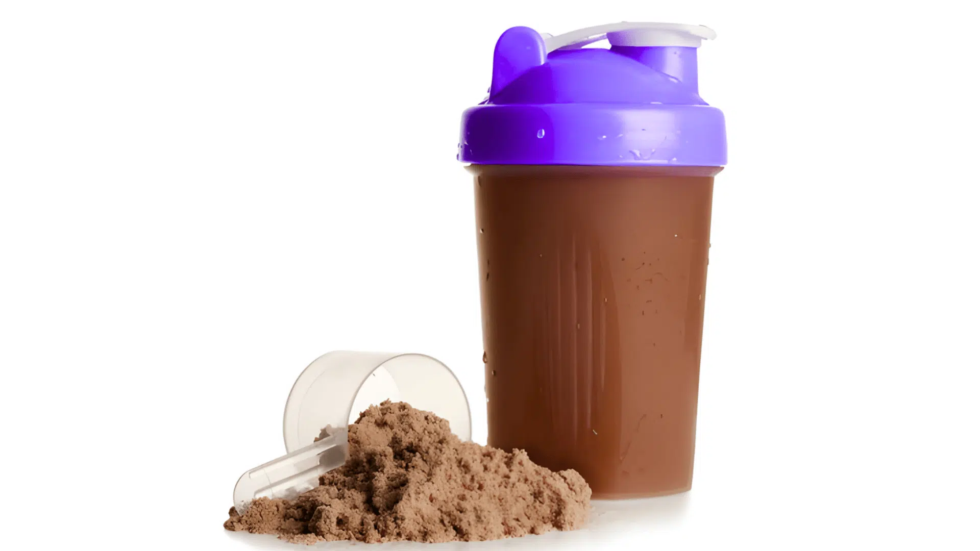 protein shake in shaker bottle with chocolate powder spilled beside it what is the best recovery food