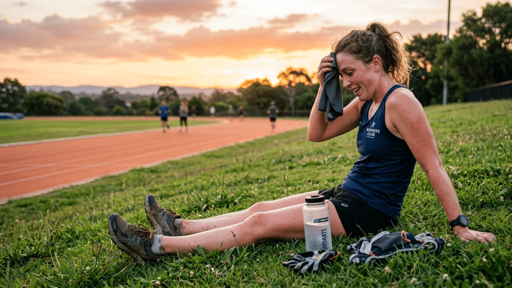 runner resting after a workout showing how to improve running speed through proper recovery and hydration