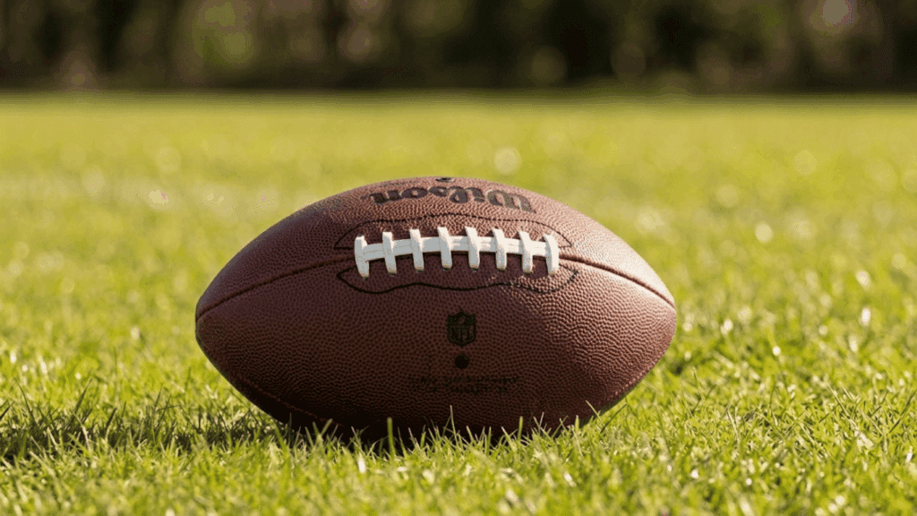 football facts image showing nfl football on a field with stadium lights and cheering fans during a game