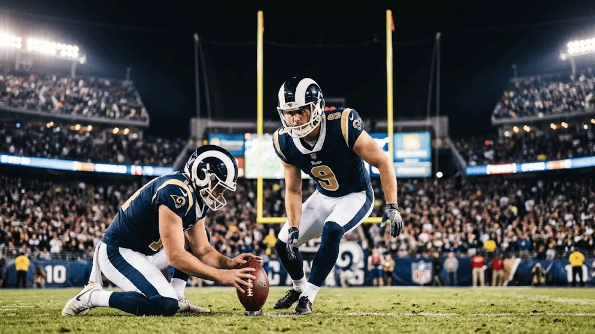 pat football meaning explained with nfl kicker attempting an extra point after a touchdown during a game