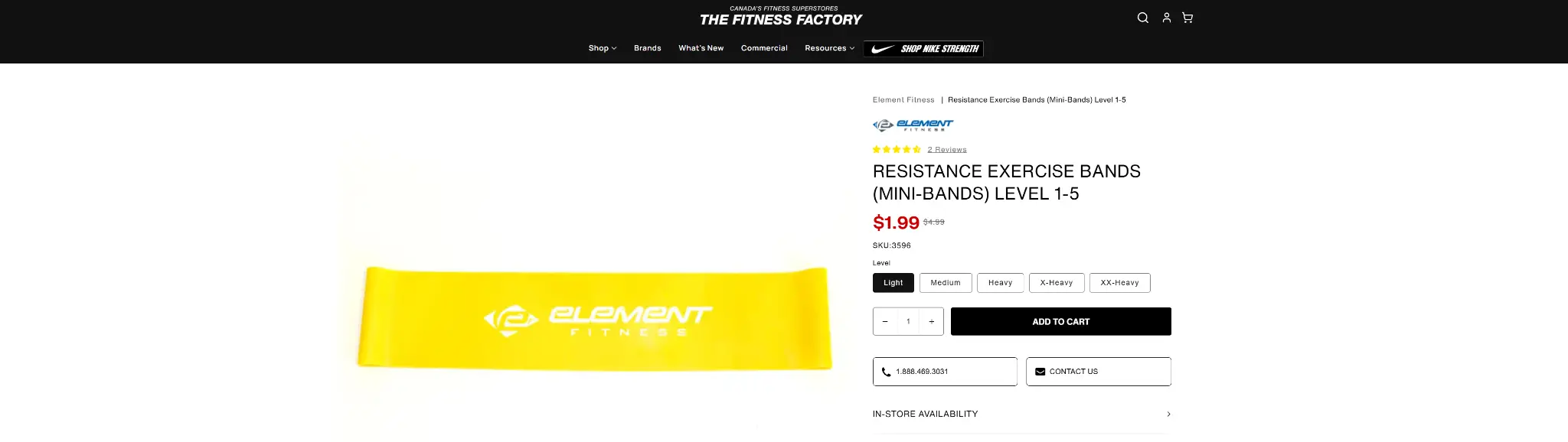 Yellow resistance exercise band with Element Fitness logo on white background
