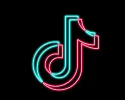 Neon-lit TikTok logo on a black background
