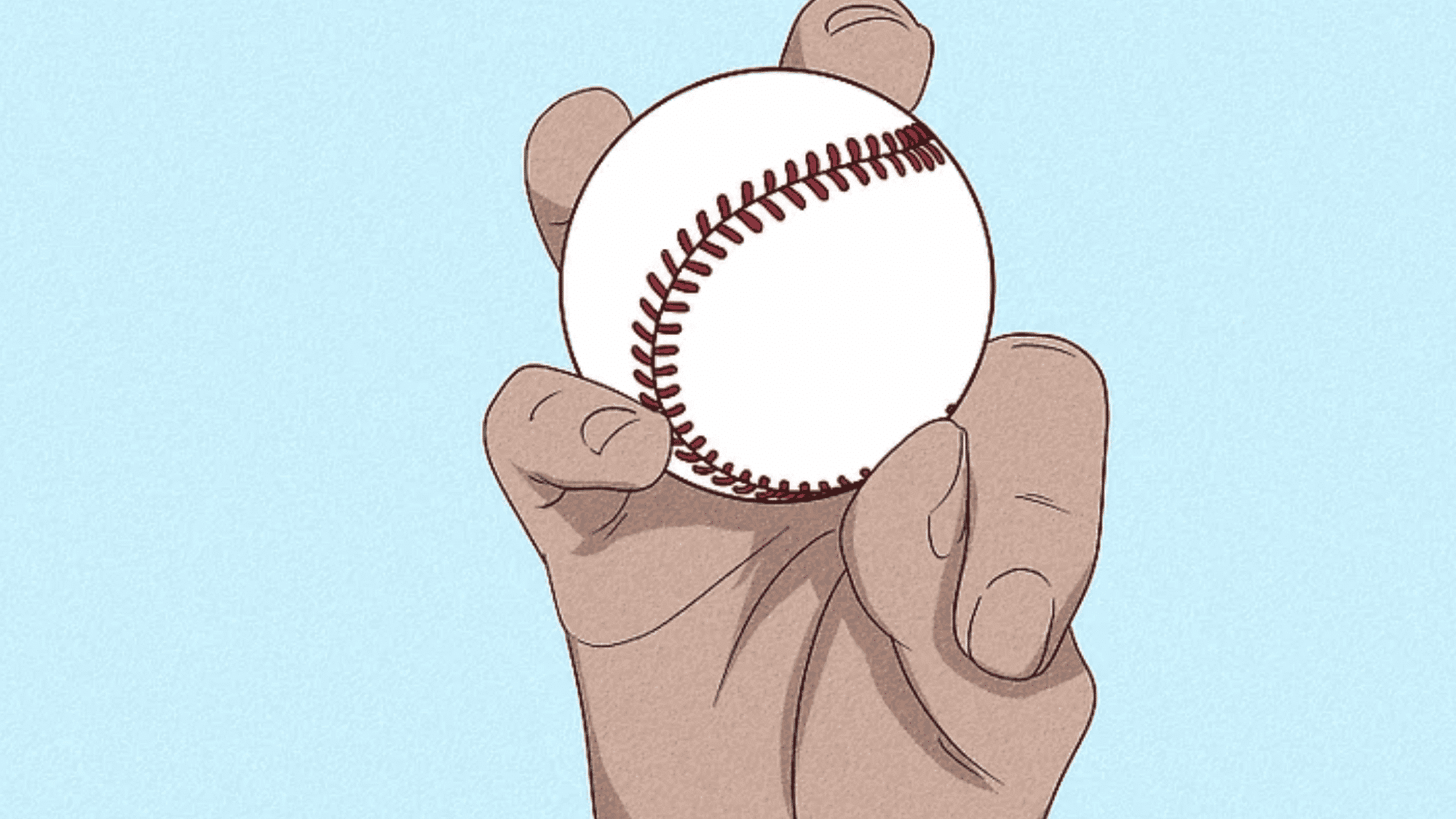 hand holding a baseball with a circle changeup grip showing proper finger placement for reduced pitch speed
