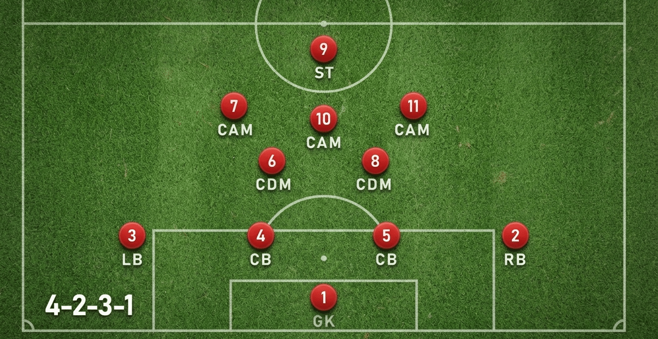11v11 soccer 4 2 3 1 formation with two holding midfielders three attacking midfielders and one striker