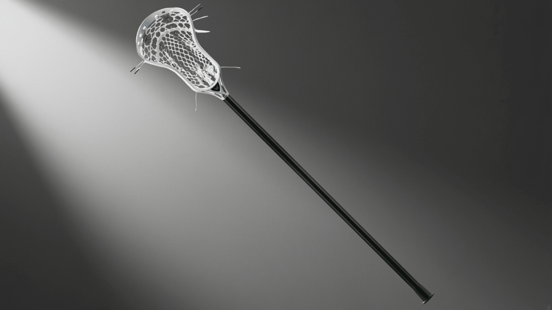 ecd rebel offense cf5 lacrosse stick with white head and dark shaft on a gray background