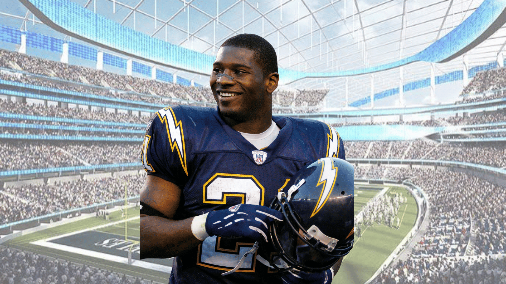 football player wearing jersey and smiling