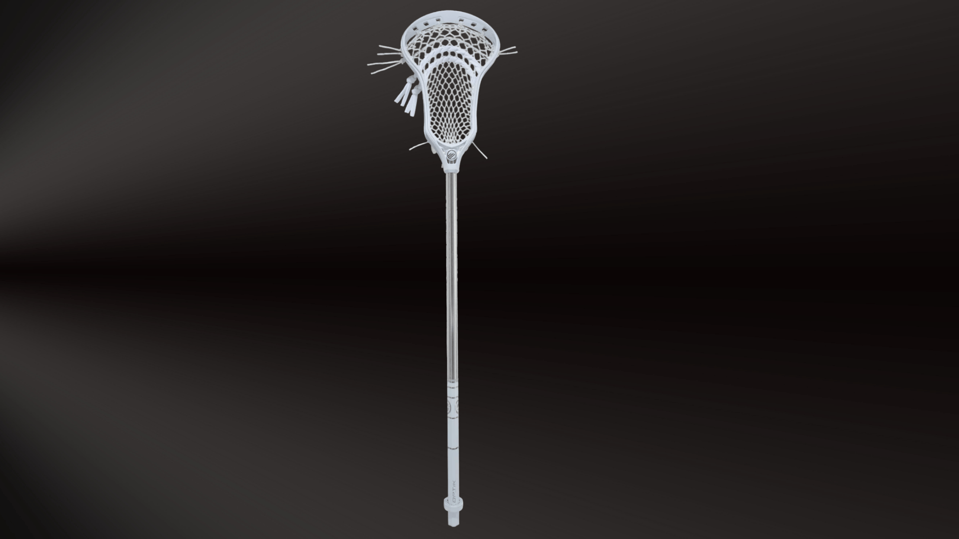 maverik optik 2 alloy complete lacrosse stick standing upright against a dark background