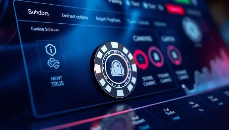 Digital security token with lock symbol on screen displaying interface elements in blue lighting